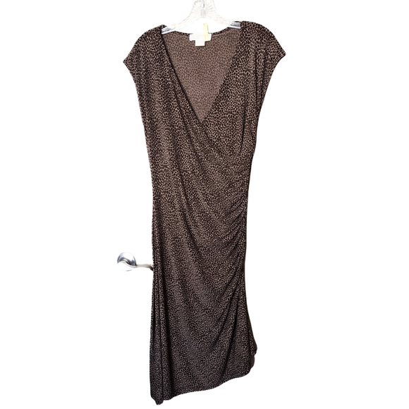 Michael Kors Animal Leopard Print Dress Dropped Shoulder Sleeveless V neck SZ 10 - Picture 2 of 7